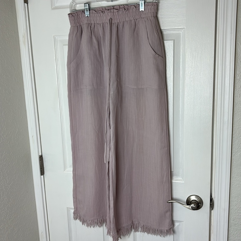 Women's HER ENTIRE NAME SAYS GRACE Pink Cotton Fringe Pants - Size M -HOT!